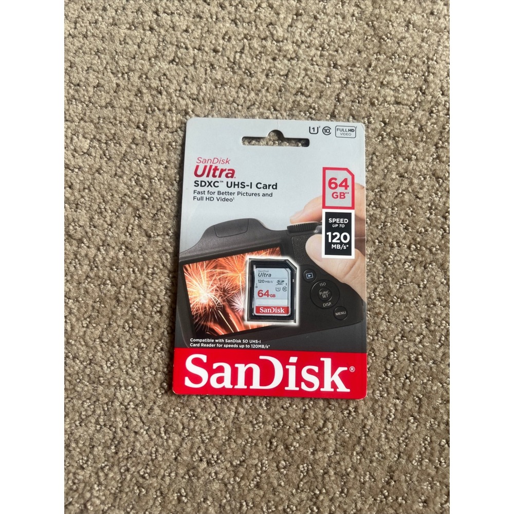 SanDisk Ultra 64GB SDXC UHS-I Memory Card 120MB/s C10 U1 SDSDUN4-064G-GN6IN New